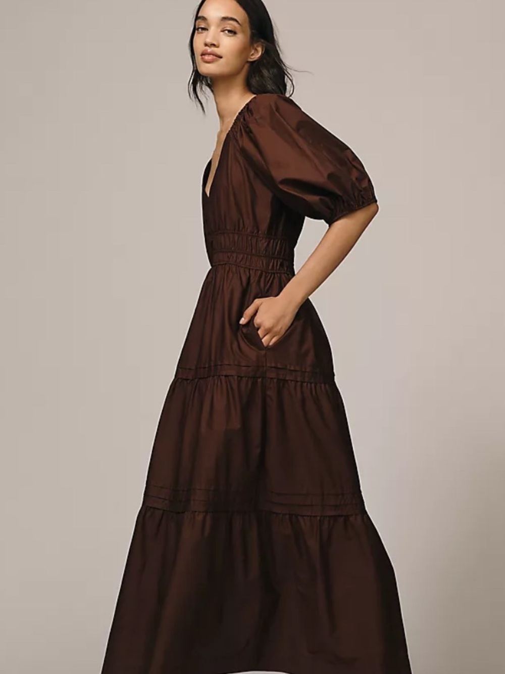 Neutral Tan Maxi Drawstring V-Neck Clastic Duster / layer piece!